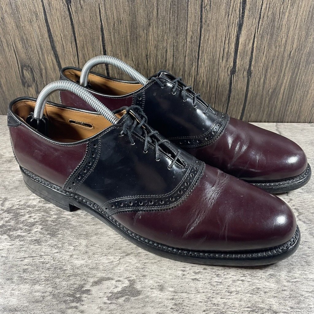 Allen Edmonds Polo Shelton Burgundy Leather Oxford Dress Shoes Sz 11.5 A Narrow